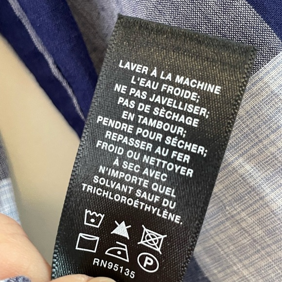 Lafayette 148 Blue Check Long Sleeve Button Down Shirt Sz S Cotton Linen $698 - Picture 10 of 16